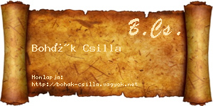 Bohák Csilla névjegykártya